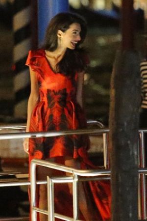 George Clooney's Fiancee Amal Alamuddinn All Smiles As She Arrives in Aman Canal Grande